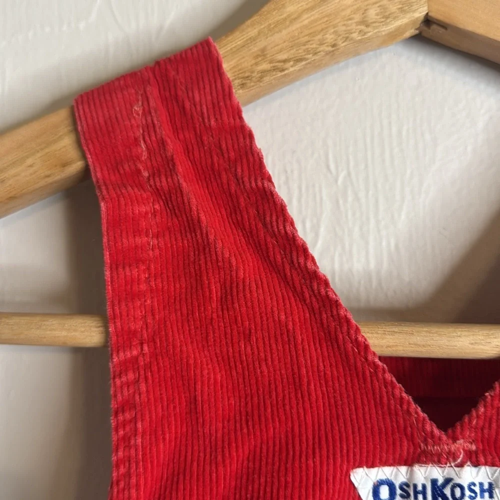 Vintage Oshkosh B'gosh Red Corduroy Overalls 5 months Vestbak, USA Made